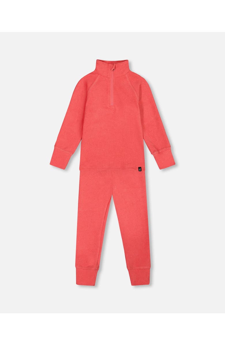 Deux par Deux Girl's Two Piece Thermal Underwear Set Coral, Main, color, 
