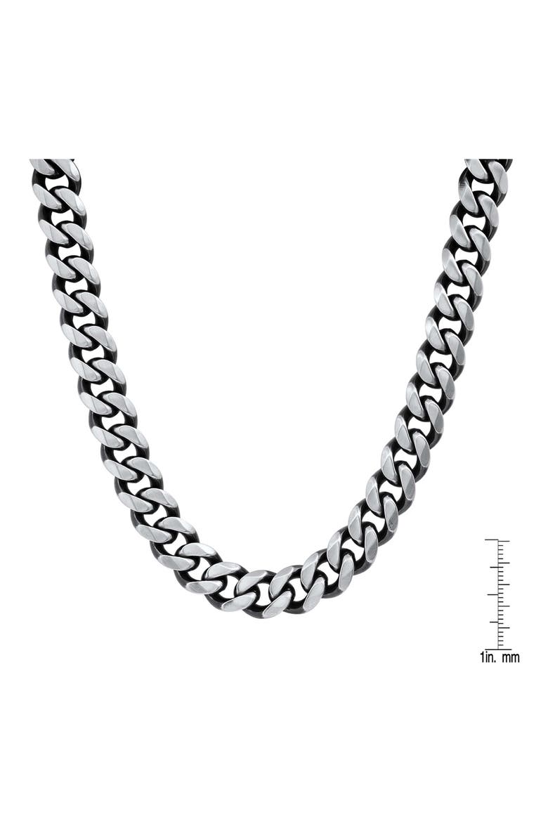 Men's Gunmetal Stainless Steel Curb Chain Necklace, Alternate, color, GRAY