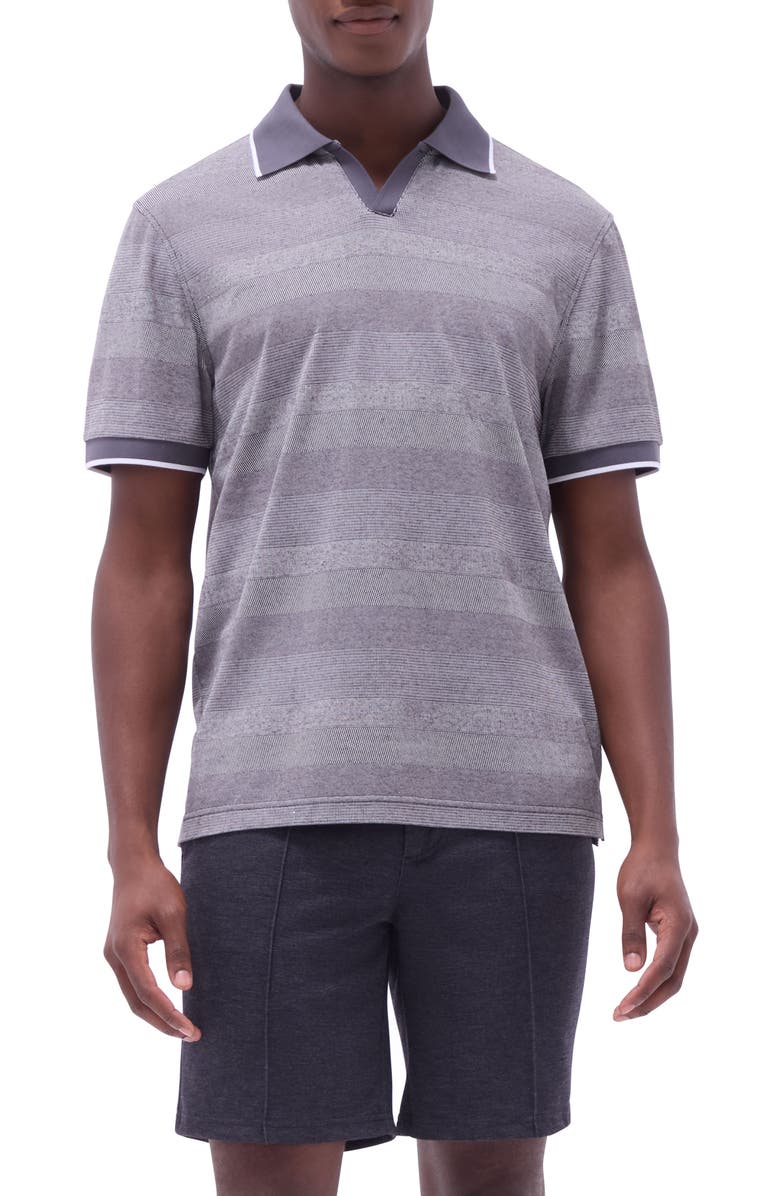 Bugatchi Tipped Johnny Collar Polo, Main, color, Anthracite