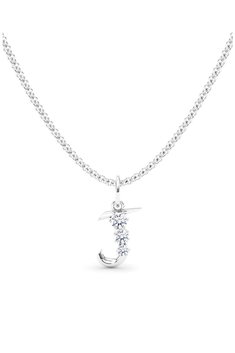 Graduated Lab Created Diamond Initial Letter Pendant Necklace, Main, color, J - 18K WHITE GOLD