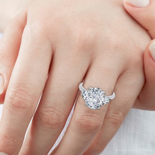 Bliss Diamond Certified 2.63ct Oval & Trapezoid Diamond Ring 14k Gold Or Platinum Lab Grown
