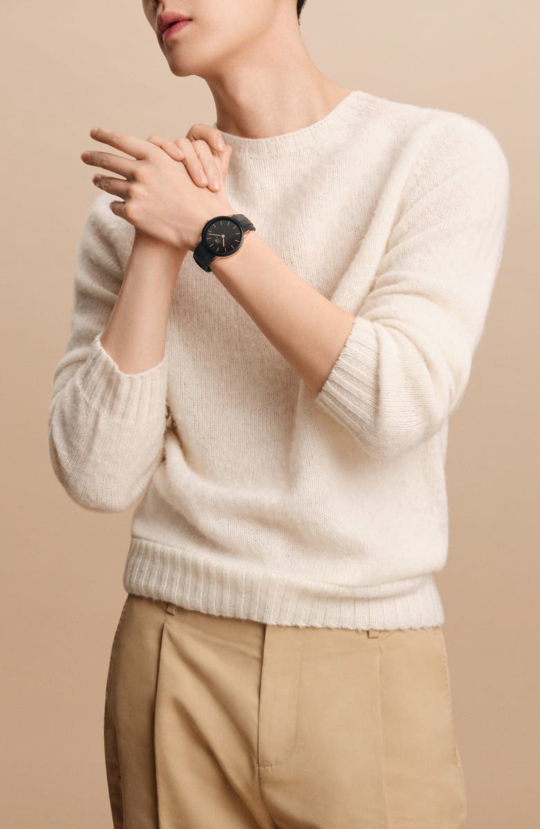 Daniel Wellington Iconic Motion Rubber Strap Watch, 40mm, Alternate, color, Rose Gold/White