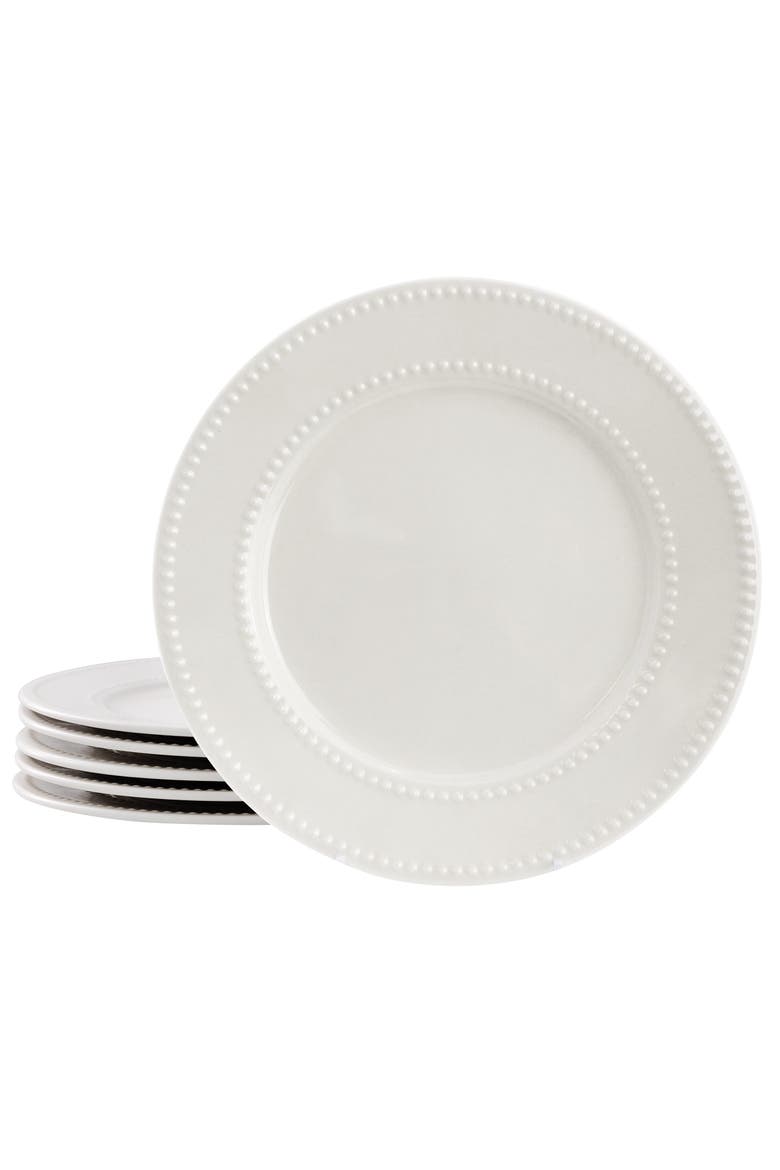 6 Piece Stoneware Dinner Plate Set, Main, color, White