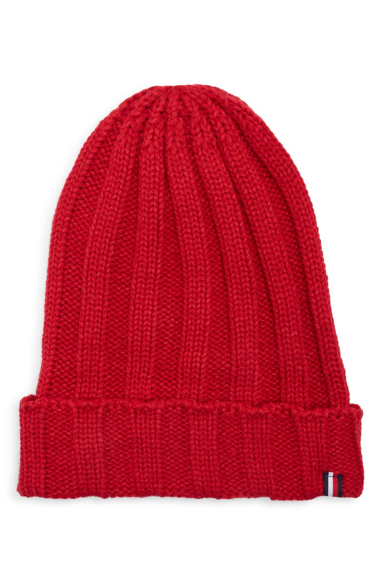 Tommy Hilfiger Chunky Ribbed Knit Cuff Beanie, Main, color, Primary Red