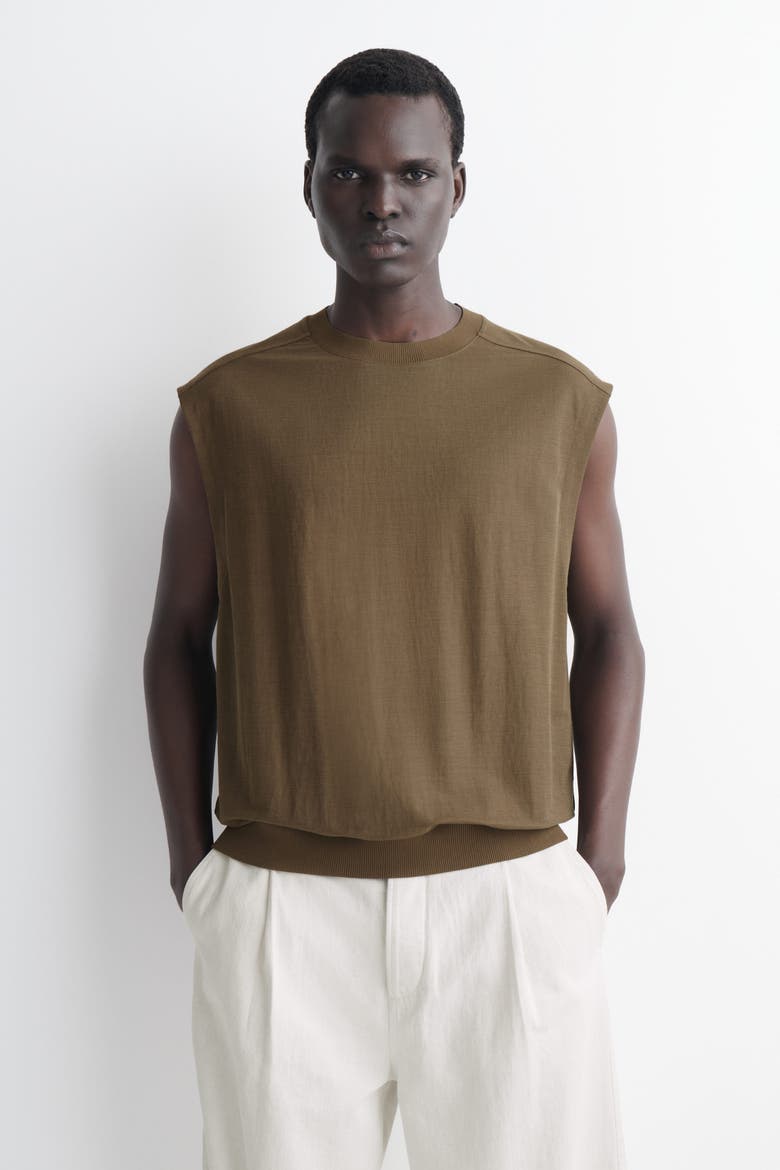 Jersey Tank Top, Main, color, DARK KHAKI