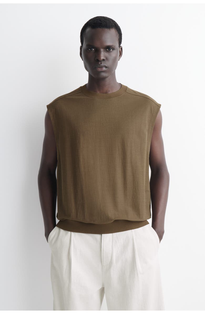 COS Jersey Tank Top, Main, color, Dark Khaki