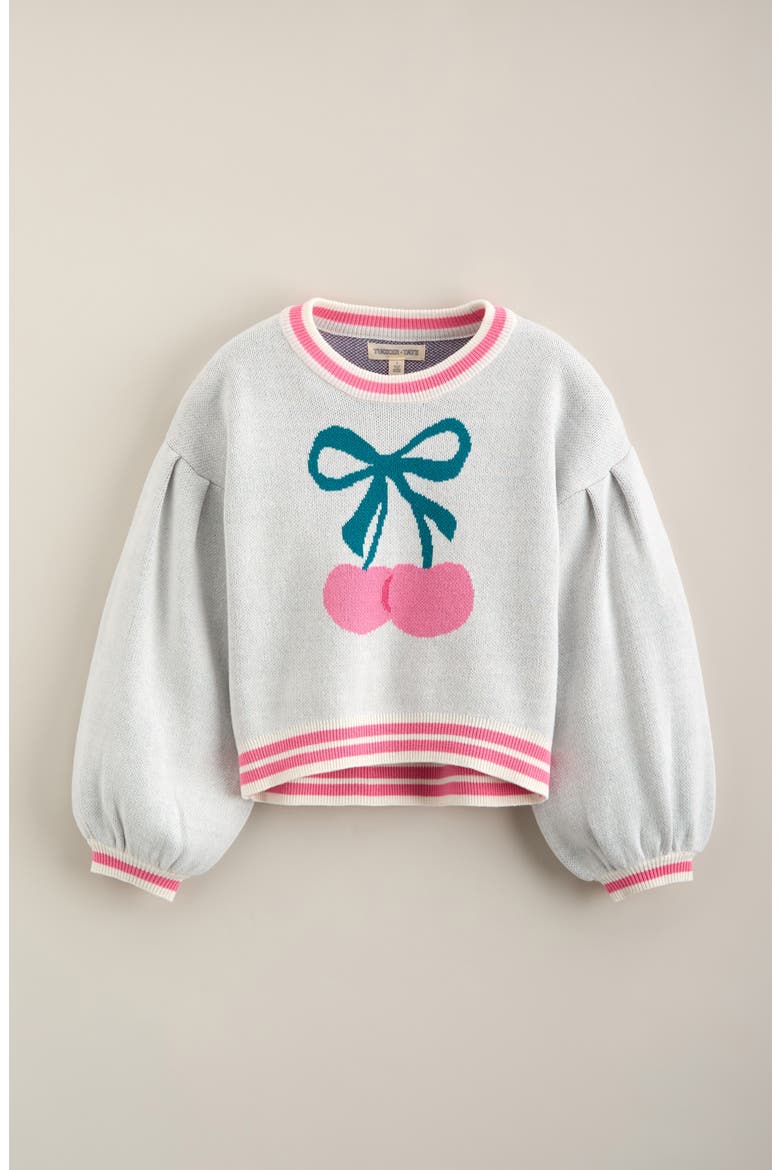 Kids' Bubble Sleeve Sweater, Main, color, IVORY TOFU RIBBON CHERRY