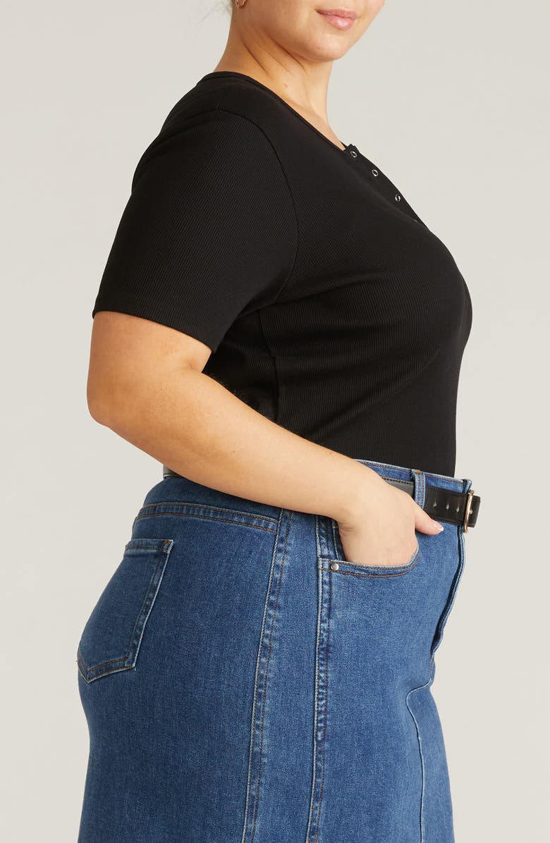 Universal Standard Stove Pipe Cotton Rib Henley, Alternate, color, Black