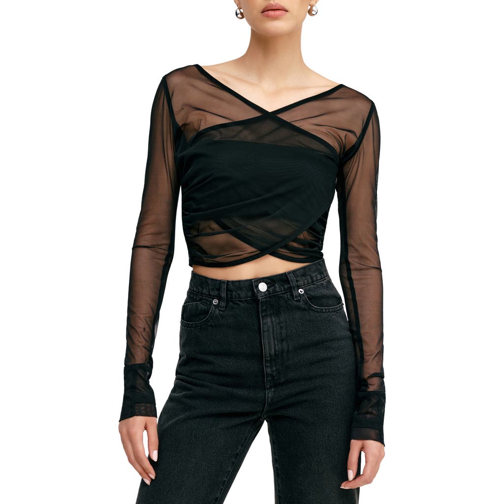Marcella Britney Mesh Crop Top In Black