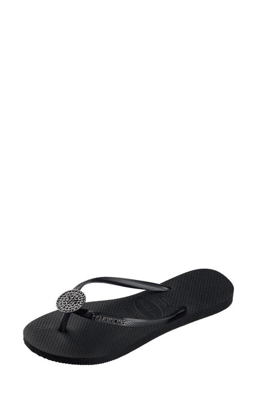 Havaianas Slim Crystal Flip Flop In Black