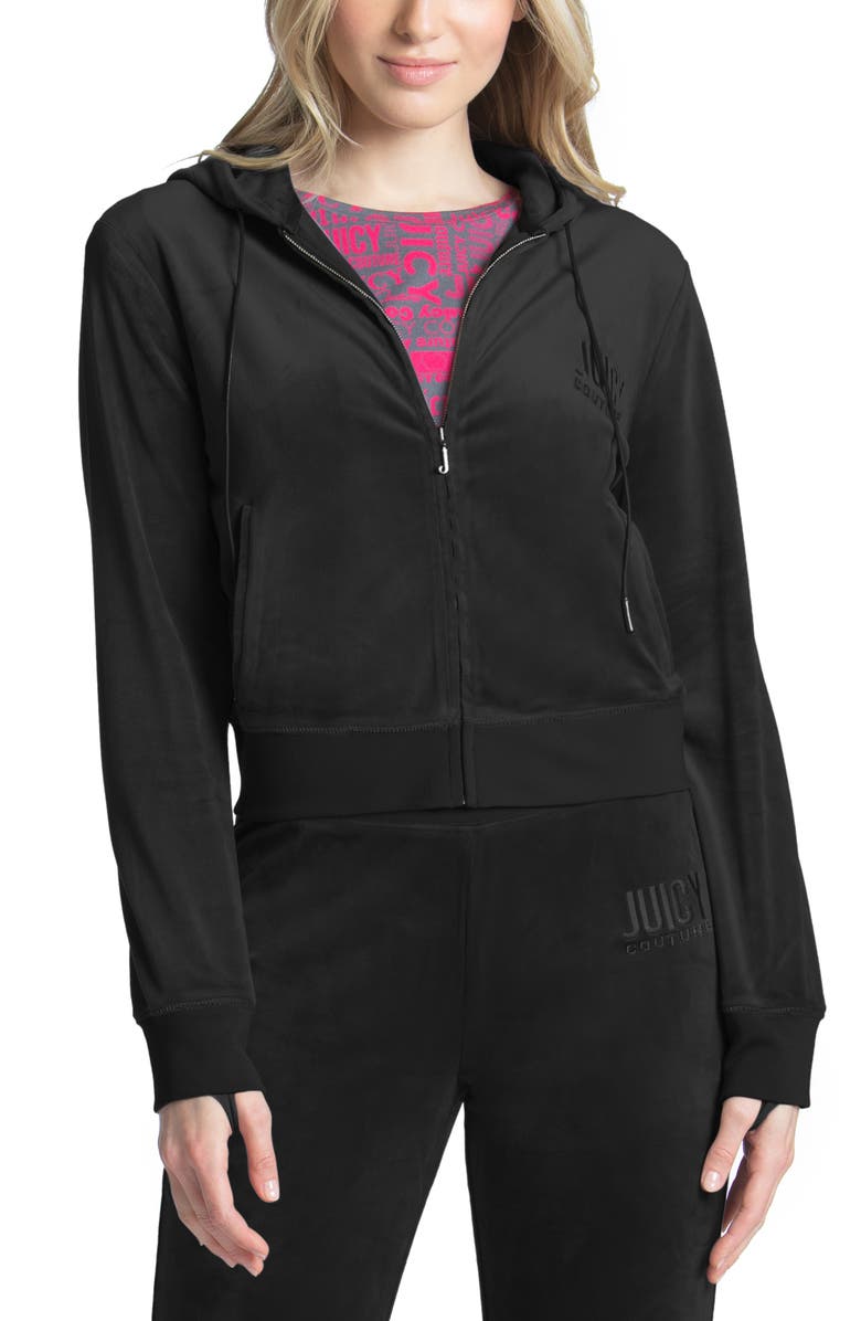 Juicy Couture Classic Logo Velour Hoodie, Main, color,