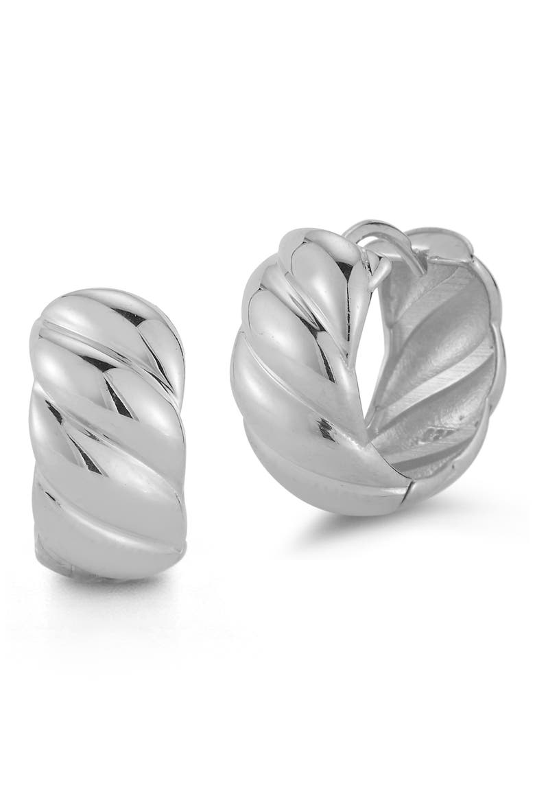 Twisted Huggie Hoop Earrings, Main, color, SILVER