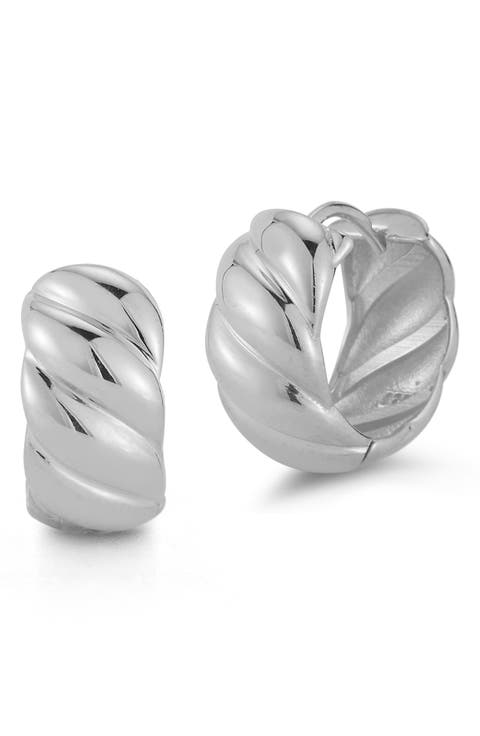 Twisted Huggie Hoop Earrings