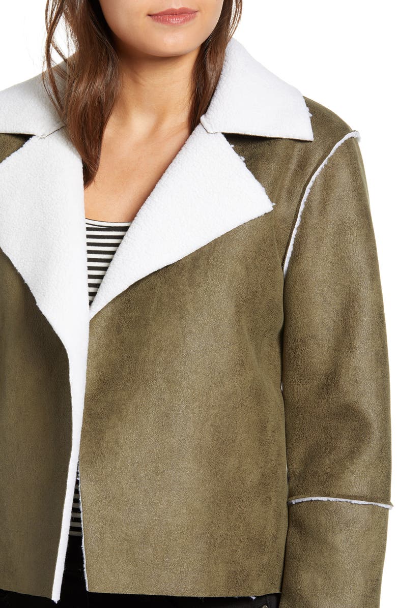 Vigoss Faux Shearling Moto Jacket, Alternate, color, 