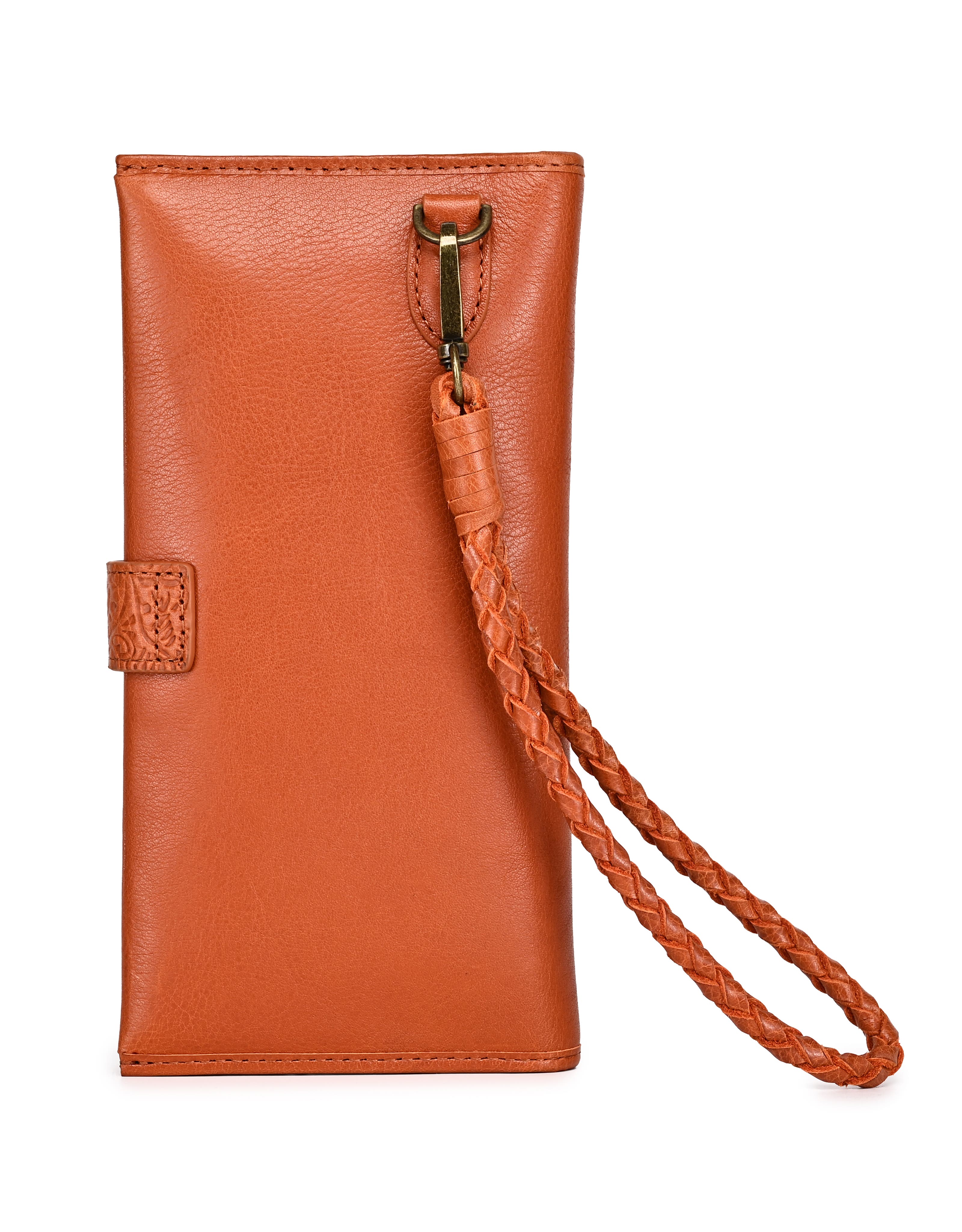 OLD TREND Iris Genuine Leather Modular RFID Wristlet Clutch, Alternate, color, Cognac