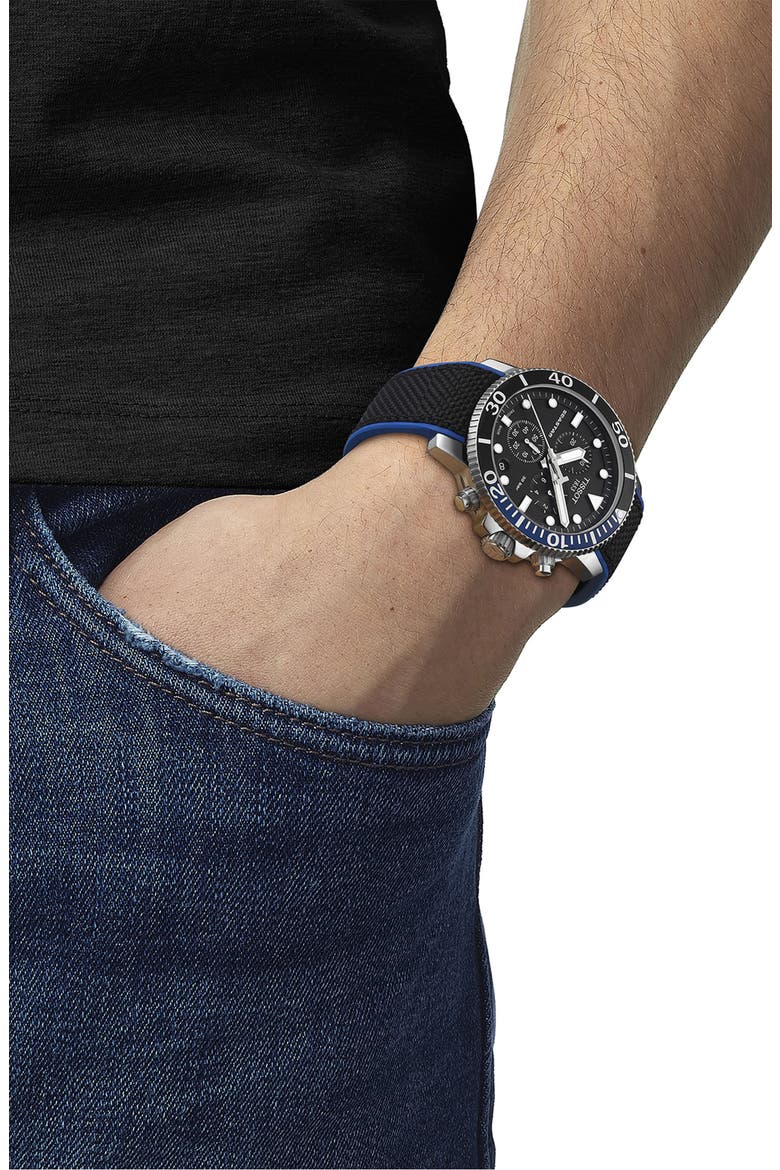 Seastar 1000 Chronograph Bracelet Watch, 45.5mm, Alternate, color, BLACK