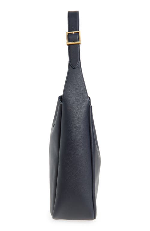Saint Laurent Le 5a7 Large Ysl Shoulder Hobo Bag In Smooth Leather In Blue