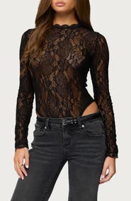 EDIKTED Rosalinda Lace Sheer Bodysuit