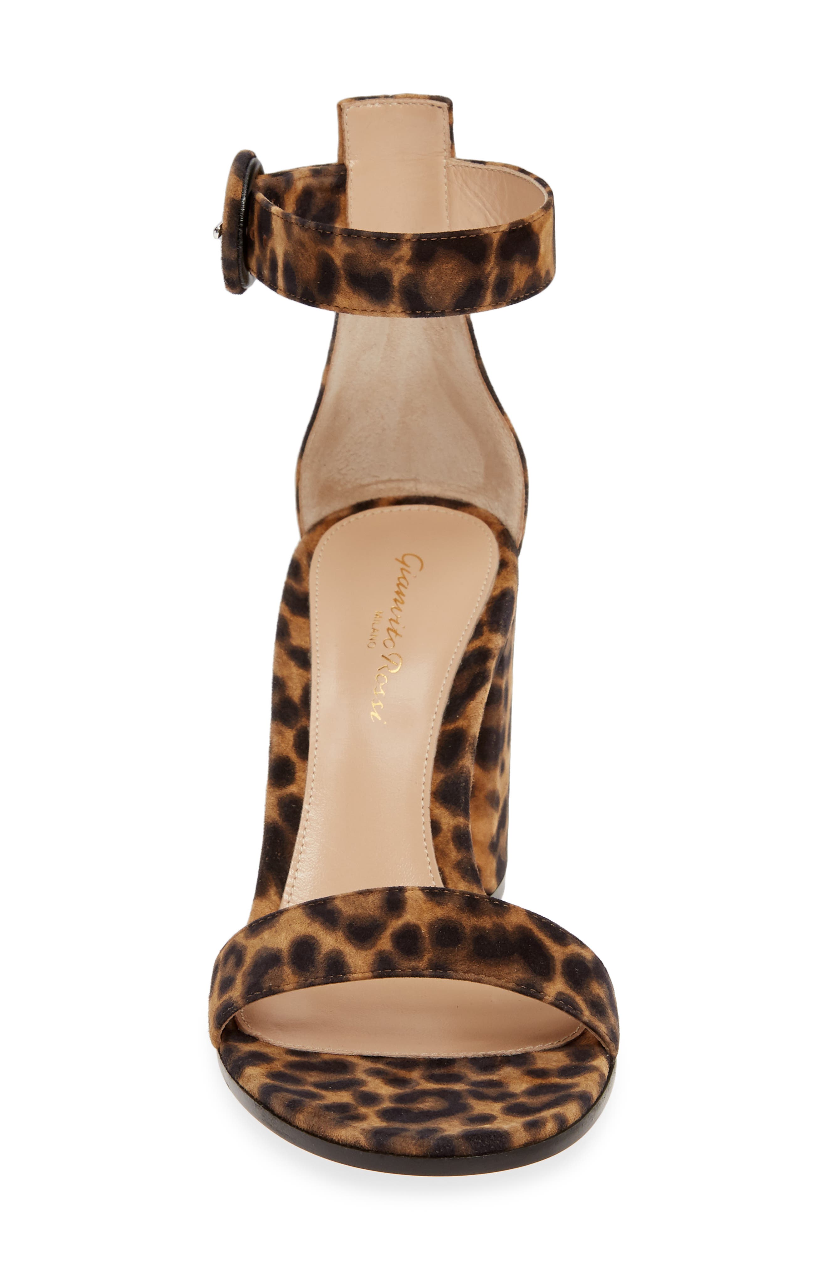 Gianvito Rossi Leopard Print Ankle Strap Sandal, Alternate, color, 