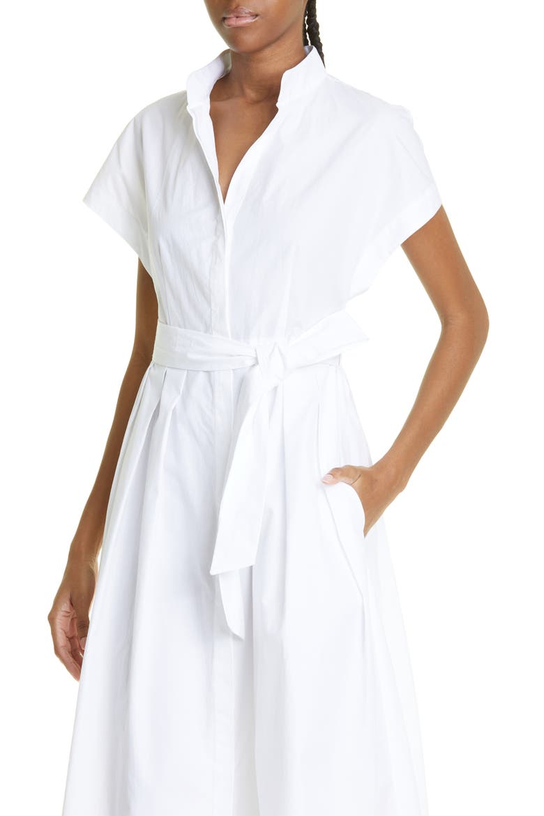 Belted Cotton Poplin Shirtdress, Alternate, color, 01- WHITE