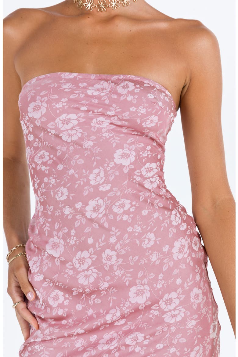 princess polly strapless pink asymmetrical dress floral Desiri Strapless Sequin Mini Dress Brown | Pink Floral | Brown | Pink Floral | Womens