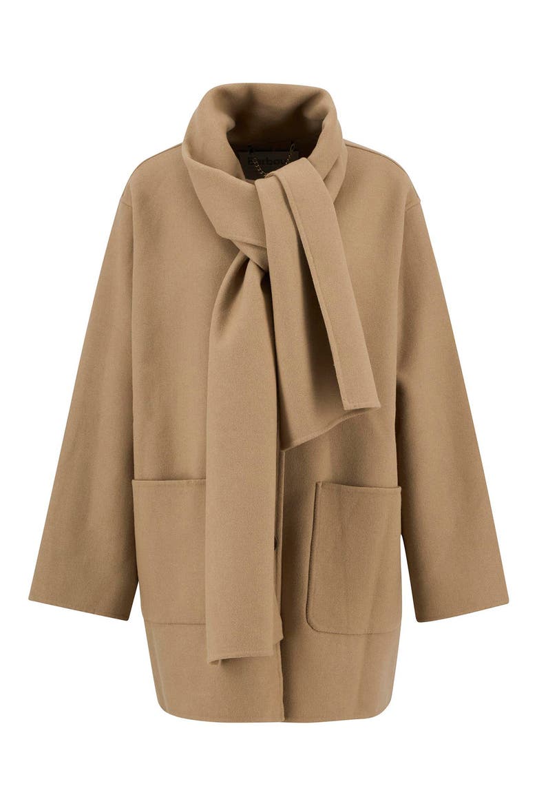 Clementine Scarf Detail Wool Blend Coat, Alternate, color, CAMEL