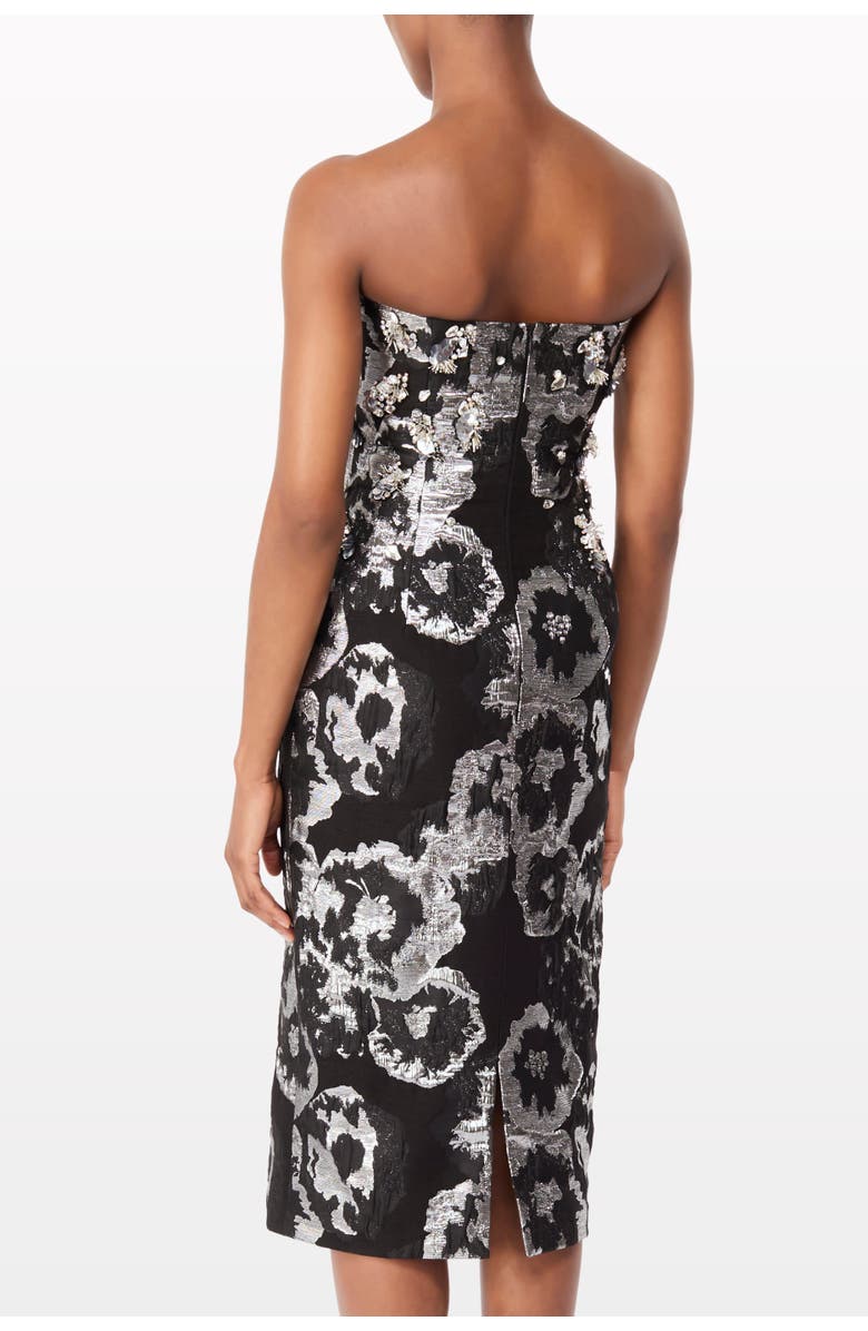 Jenny Packham Black Lotus Floral-Print Embellished Midi Dress, Alternate, color, Liquorice