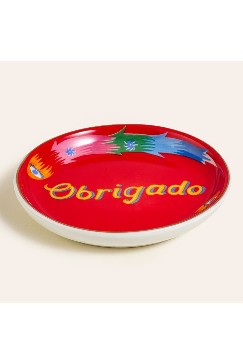 Porcelain Plate 6 Pcs Set, Alternate, color, Red-Pink-Blue