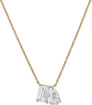 LuvMyJewelry Aurelia 14K Gold Lab Grown Diamond Toi Et Moi Necklace - 2 Ct
