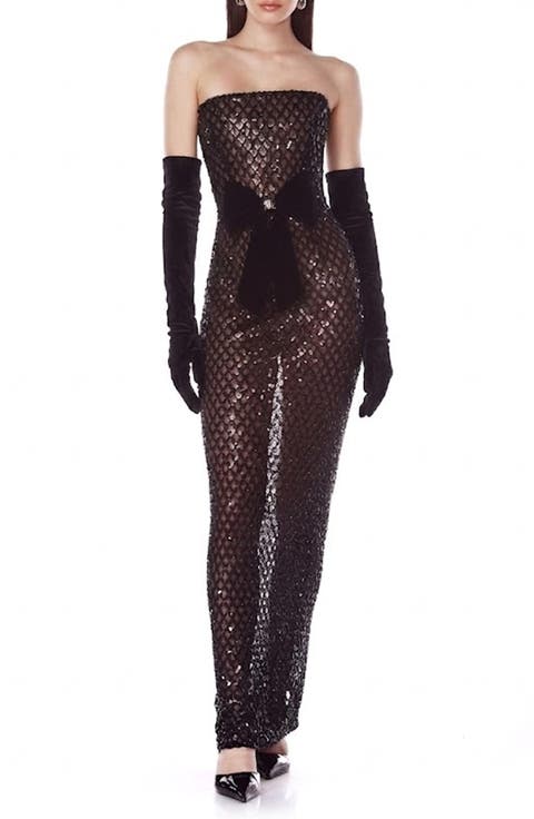 Farah Embellished Sheer Maxi Dress