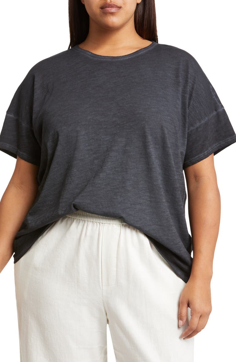 Eileen Fisher Boxy Organic Cotton T-Shirt, Main, color,