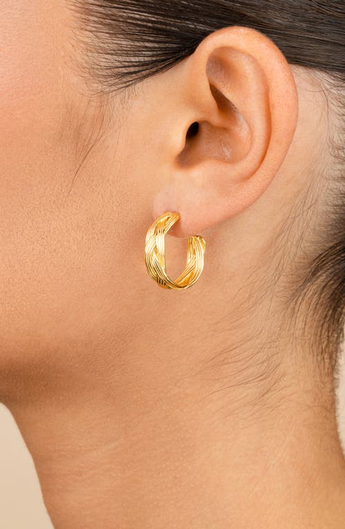 Sterling Forever Janet Ribbed Hoop Earrings In Gold