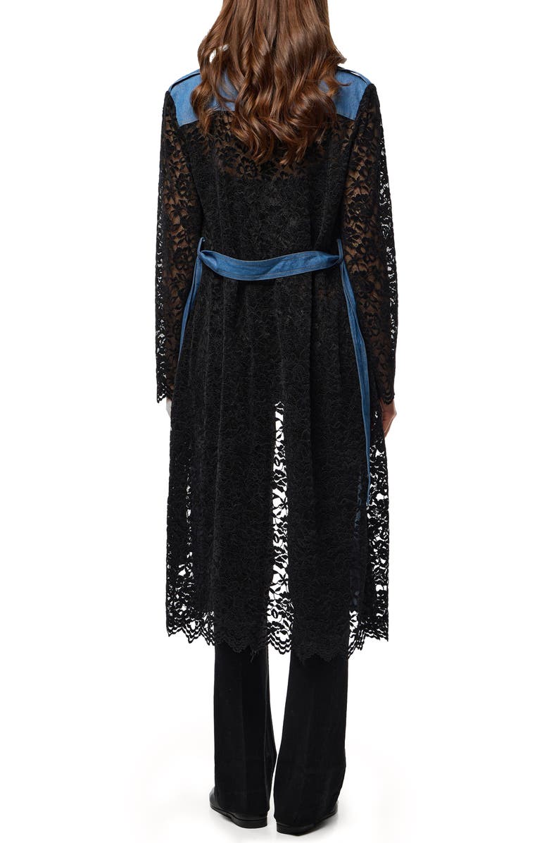 SAACHI Lace Trim Denim Topper, Alternate, color, Denim