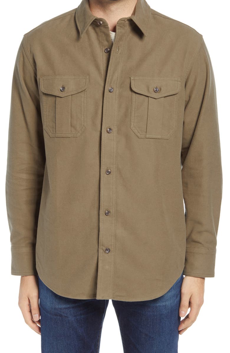 Filson Seattle Regular Fit Button-Up Moleskin Shirt, Alternate, color, 