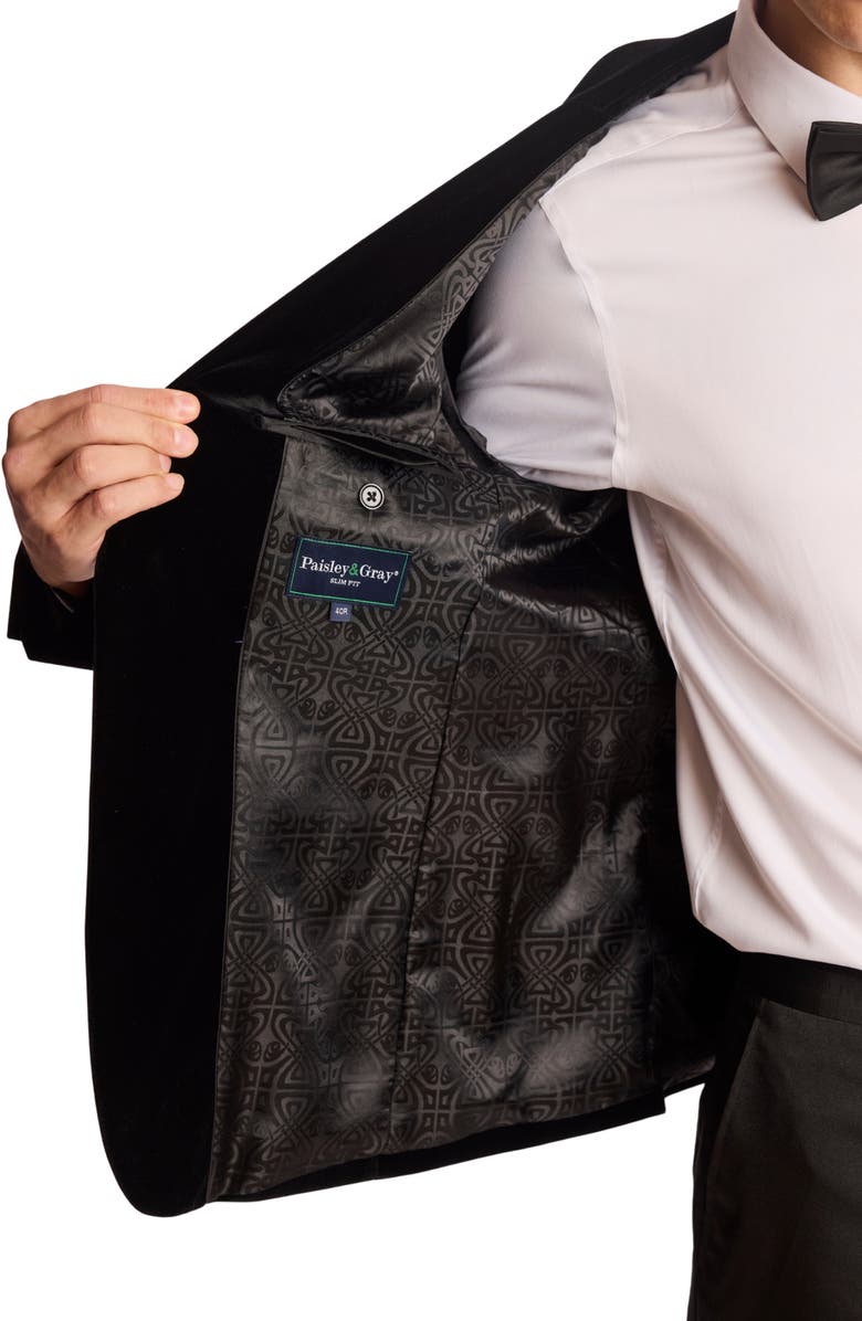 PAISLEY & GRAY Kyle Slim Fit Velvet Dinner Jacket, Alternate, color, Black Velvet