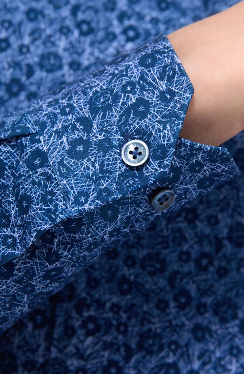 Bugatchi Devon Ooohcotton® Floral Button-up Shirt In Indigo