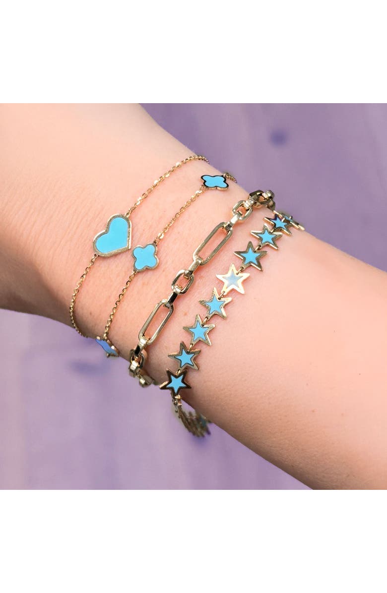 The Lovery Fine Jewelry Turquoise Single Heart Bracelet, Alternate, color, Turquoise