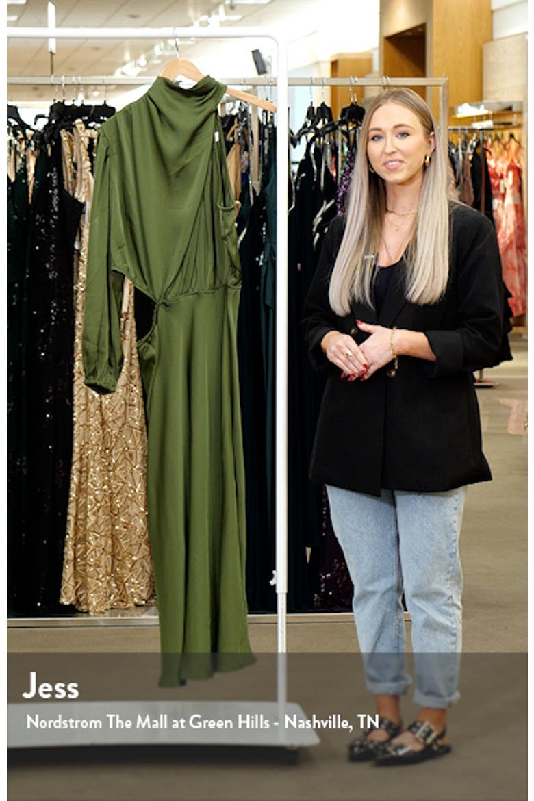 Amelie Cutout Single Long Sleeve Satin Maxi Dress video
