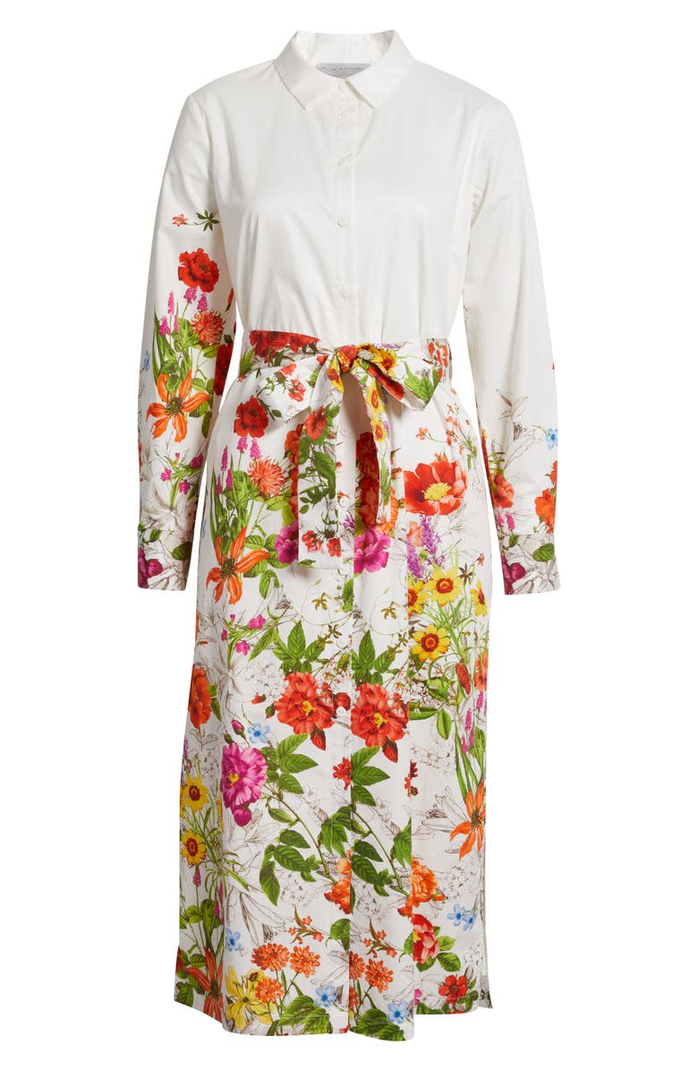 Elie Tahari The Juliana Sky Jardin Print Long Sleeve Shirtdress, Alternate, color, Sky Jardin Print