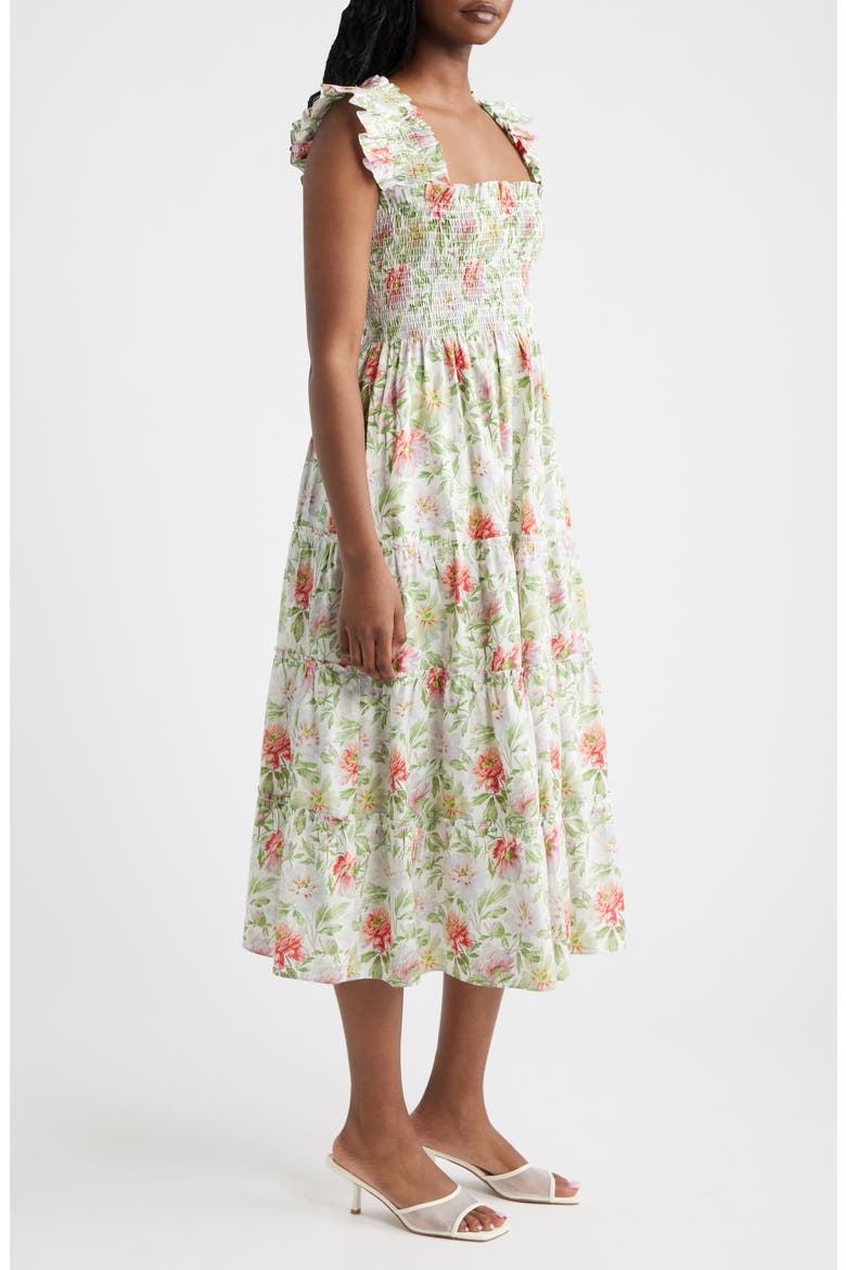 The Ellie Floral Flutter Sleeve Nap Midi Dress, Alternate, color, PEONY CHINTZ