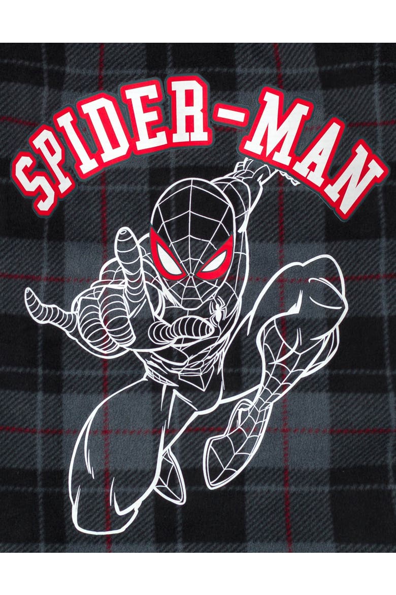 Spider-Man Fleece Hooded Shirt Jacket, Alternate, color, Black Red Spider Man
