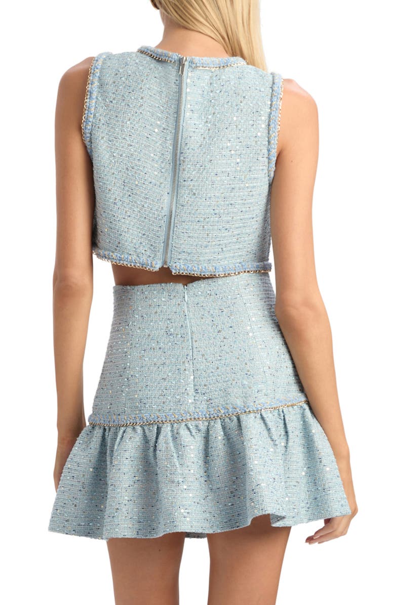 Bardot Elina Bouclé Crop Top, Alternate, color, Blue Boucle