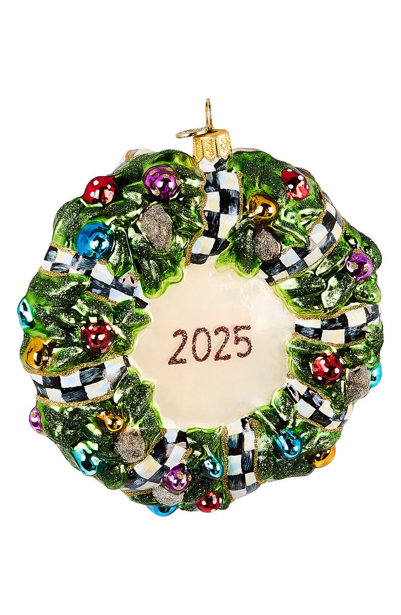 MACKENZIE CHILDS 2025 Here Comes Sants Wreath Ornament, Alternate, color, Green