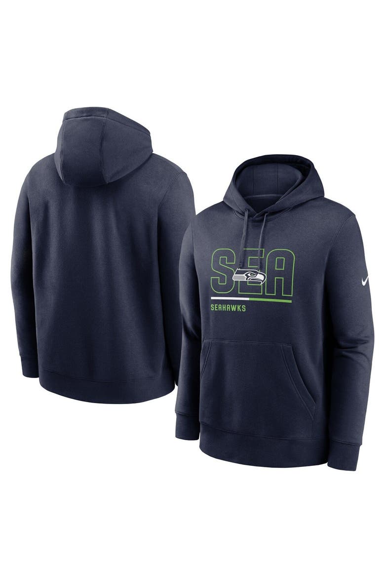 Men's Nike College Navy Seattle Seahawks City Code Club Fleece Pullover Hoodie, Main, color, Navy