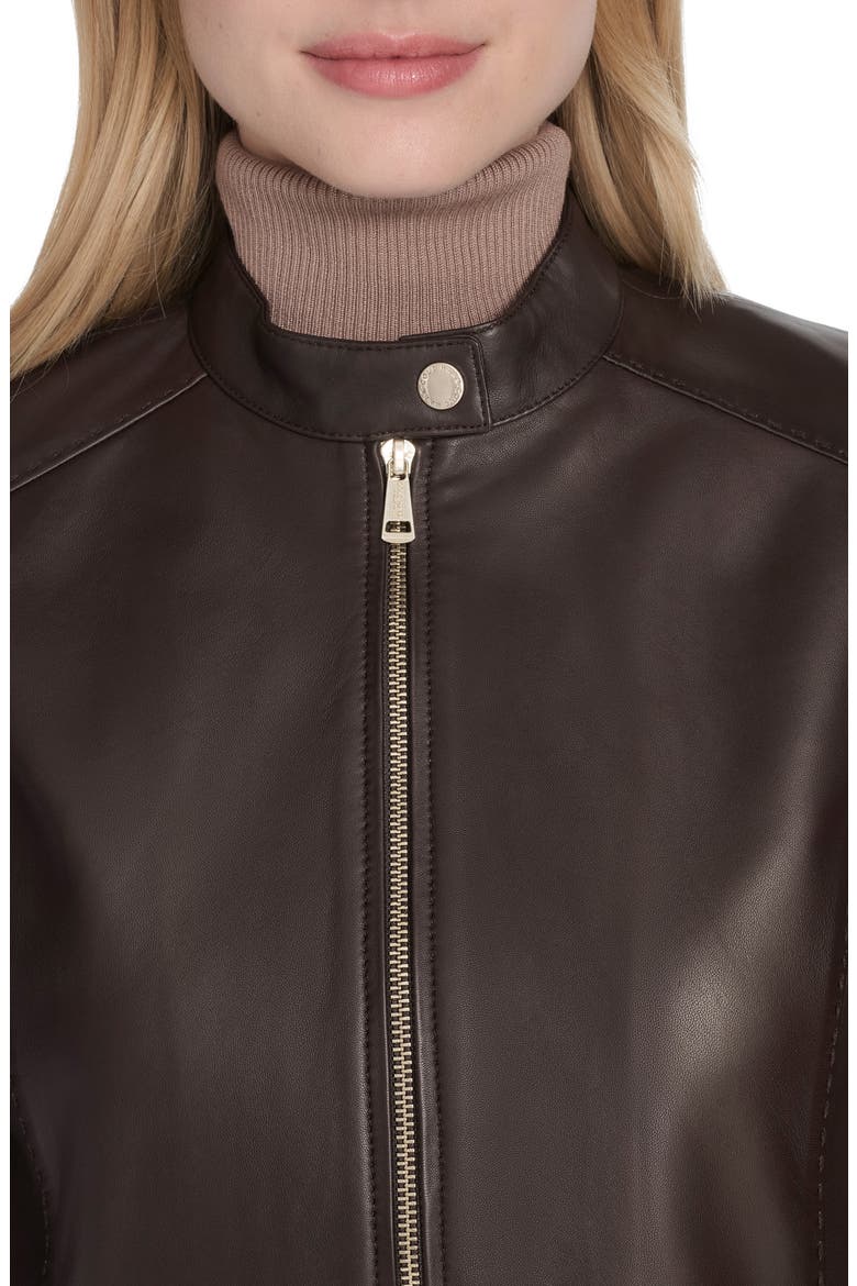 Leather Biker Jacket, Alternate, color, DARK ESPRESSO