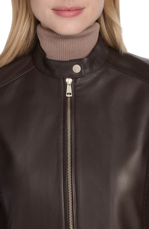 Cole Haan Leather Biker Jacket In Black