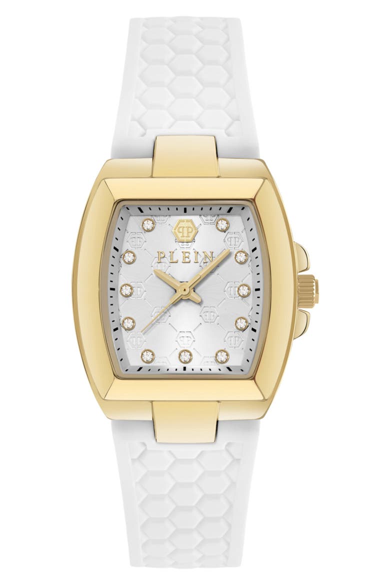 Plein Supreme Silicone Strap Watch, 30mm, Main, color, IP YELLOW GOLD