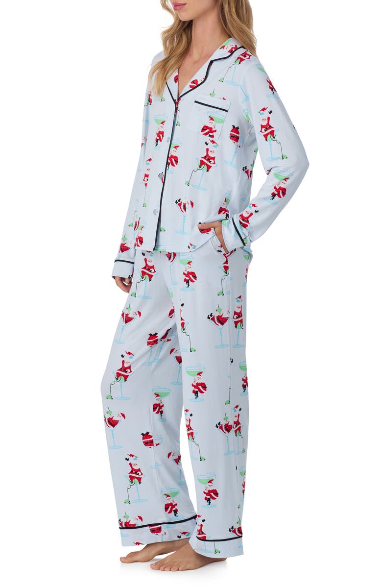 Room Service Pjs Long Sleeve Print Pajamas, Alternate, color, Blue Print