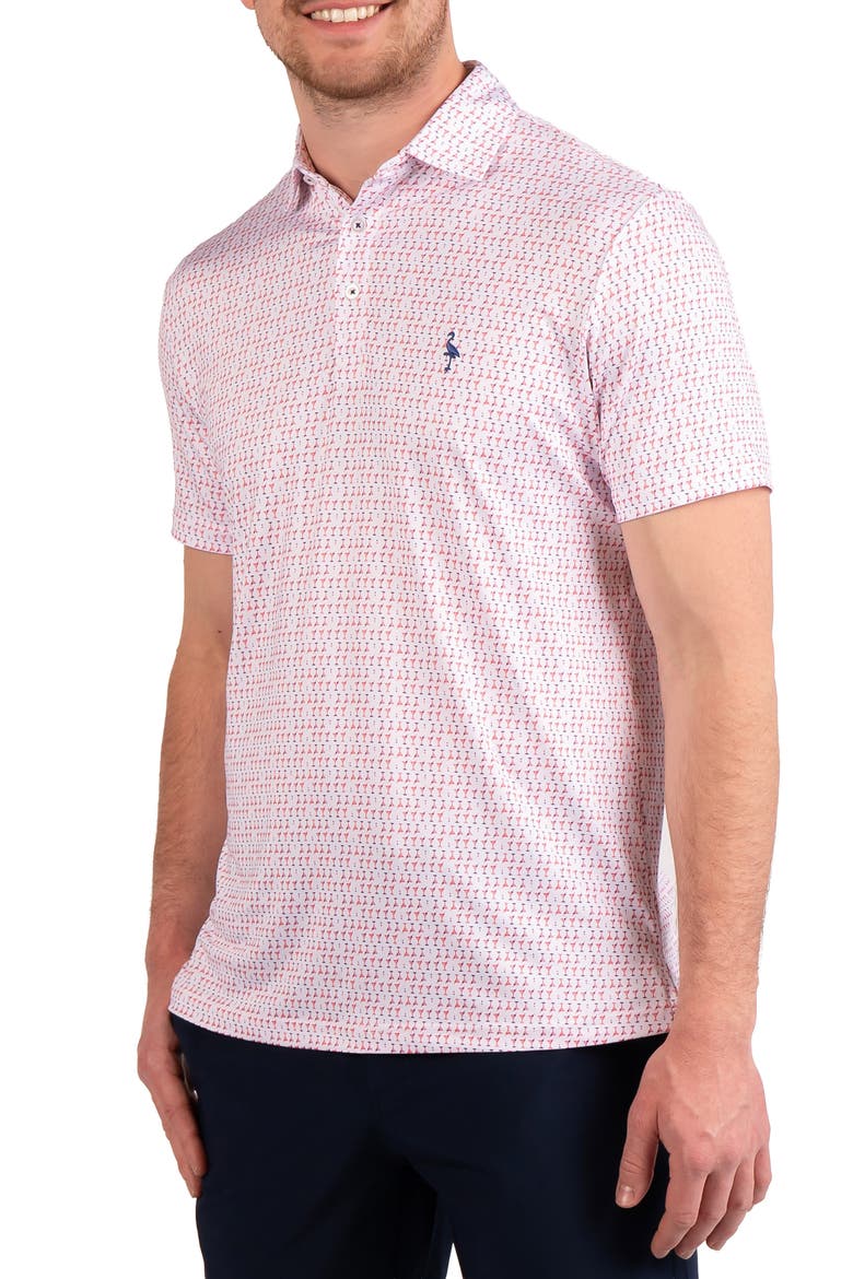 Martini Glass Print Performance Polo, Alternate, color, RED