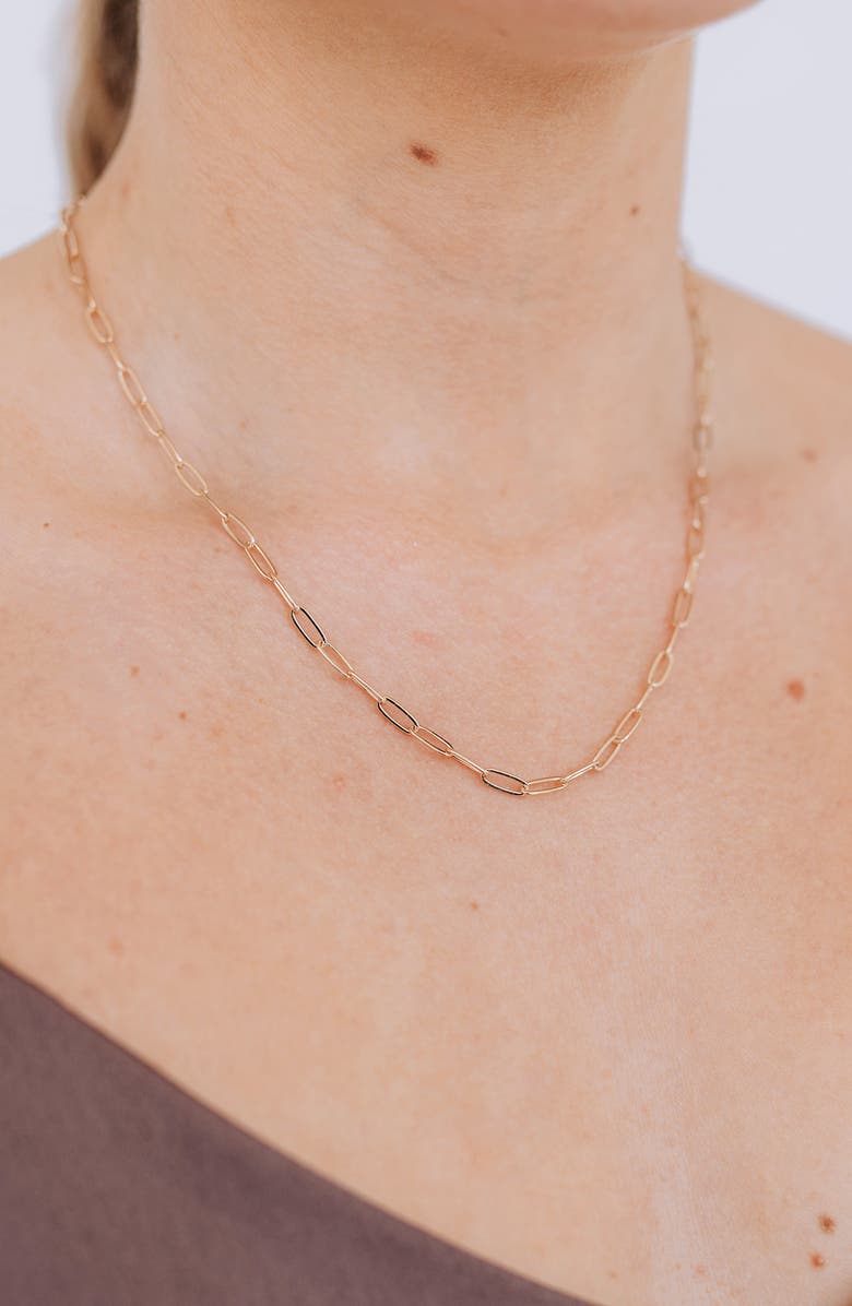 Anzie Medium Paper Clip Chain Necklace, Alternate, color, Gold